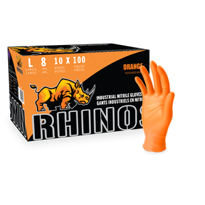 RhinoSkin Gloves 8mil Orange - Case of 10 Boxes
